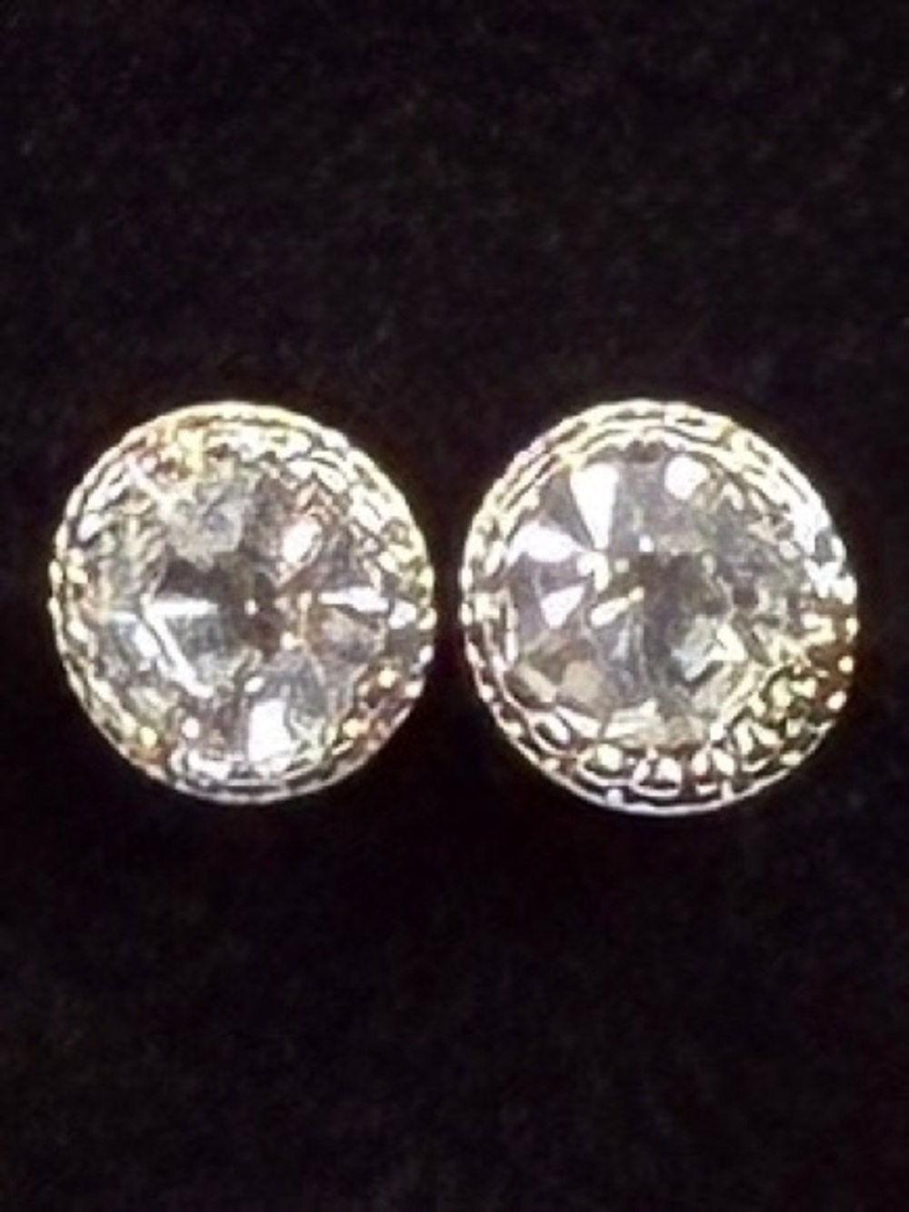 Vintage Silvertone bling pierced earrings